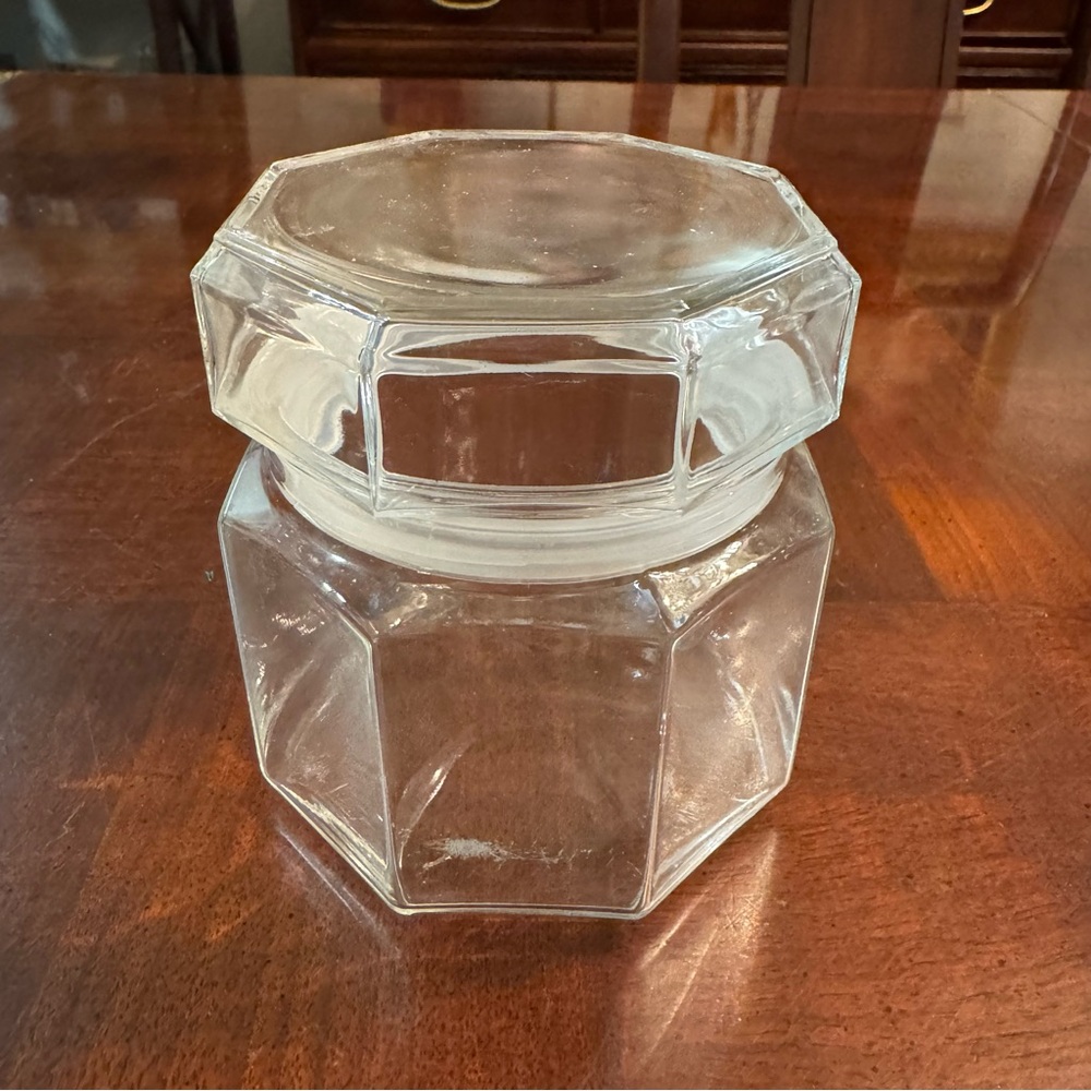 4.5"Vintage Luminarc Octime Clear Glass Storage Jar Candy Sugar Kitchen Canister